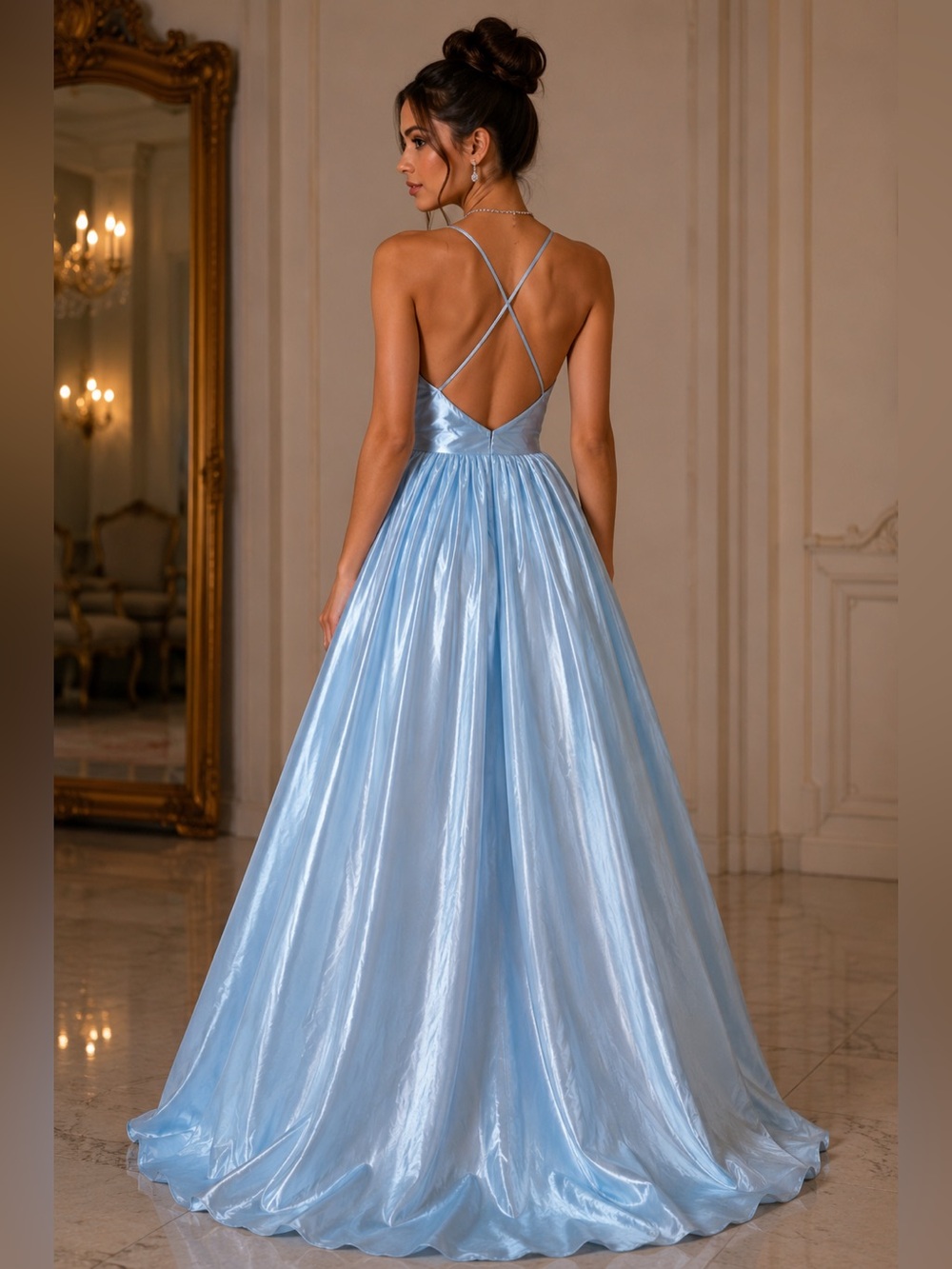Vintage Ice Blue High-Low Prom Dress | Cinderella Ball Gown Style | Small - Picture 2 of 4